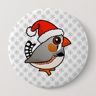 Badge Rond 10 Cm Père Noël Zebra Finch