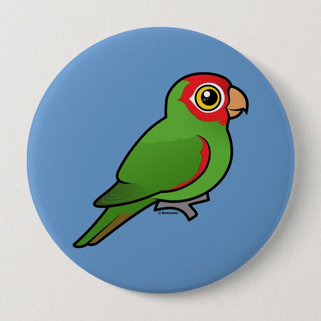Badge Rond 10 Cm perruche Rouge-masquée (Devant)
