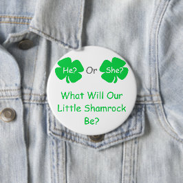 Badge Rond 10 Cm Petite révélation Shamrock sur le genre