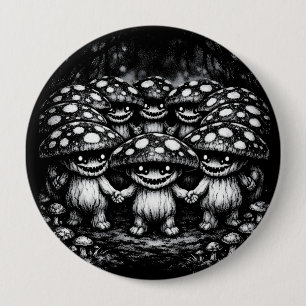 Badge Rond 10 Cm Peuple Champignon •  Créatures de la Forêt par Bur