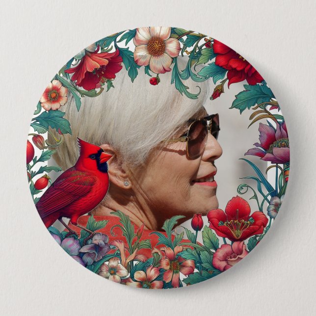 Badge Rond 10 Cm Photographie de Keepsaké du cardinal rouge (Devant)