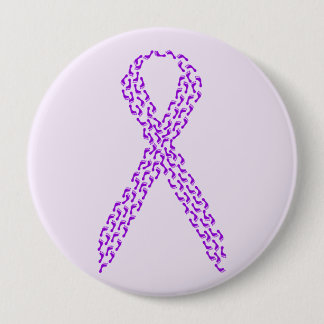 Badge Rond 10 Cm Pieds pourpres de ruban de conscience