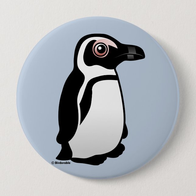 Badge Rond 10 Cm Pingouin africain (Devant)