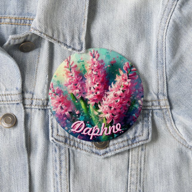 Badge Rond 10 Cm Pink Hyacinths Hyacinth Floral Personalized (En situation)