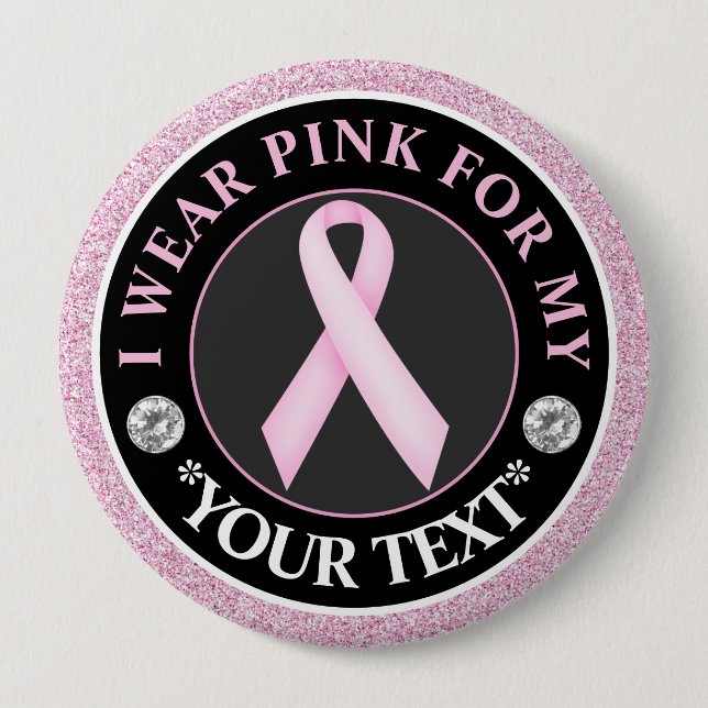 Badge Rond 10 Cm Pink Ribbon Breast Cancer Awareness Design (Devant)