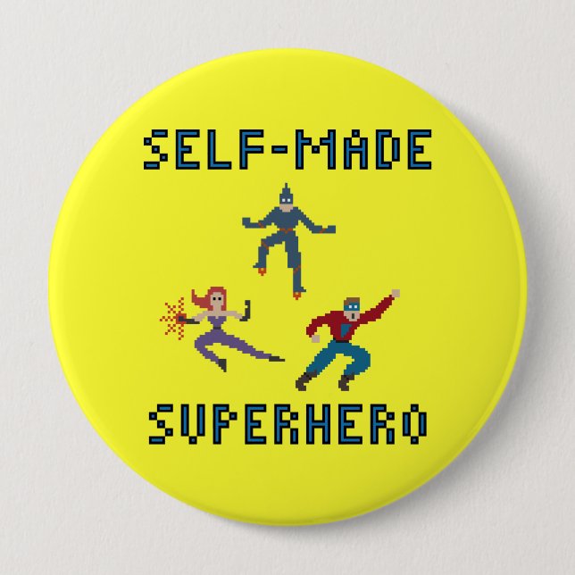 Badge Rond 10 Cm Pixel Art Superheroes Porte - clé (Devant)