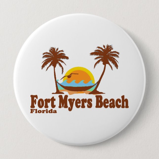 Badge Rond 10 Cm Plage de Fort Myers (Devant)