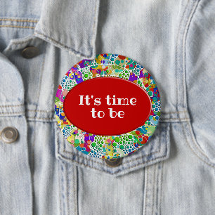 Badge Rond 10 Cm Points colorés Spirales Peinture à la main 2