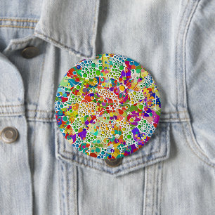 Badge Rond 10 Cm Points colorés Spirales Peinture à la main 2