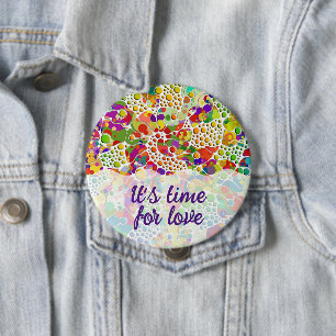 Badge Rond 10 Cm Points colorés Spirales Peinture à la main 2