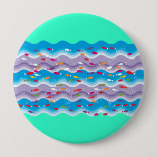 Badge Rond 10 Cm poissons en mer