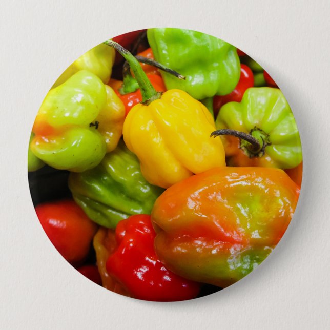 Badge Rond 10 Cm Poivrons écossais Bonnet Chili (Devant)
