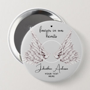 Badge Rond 10 Cm Pour toujours dans nos coeurs Ange Ailes Photo Fun