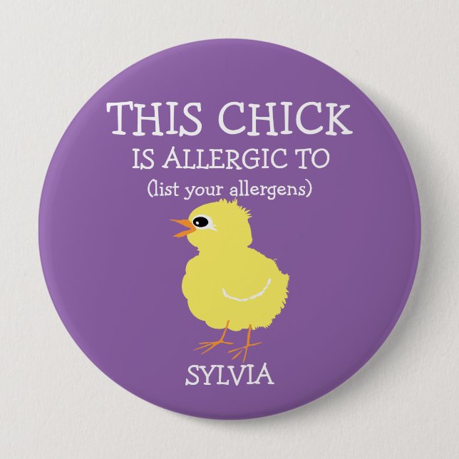 Badge Rond 10 Cm Poussin jaune pelucheux personnalisé d'alerte (Devant)