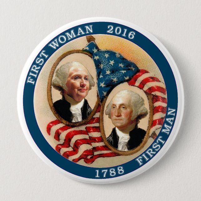 Badge Rond 10 Cm Premier président 2016 de femme (Devant)