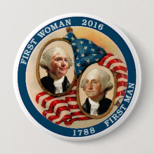 Badge Rond 10 Cm Premier président 2016 de femme