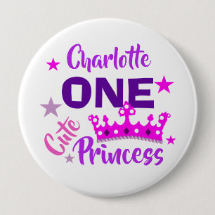Badge Rond 10 Cm Princesse 1er Anniversaire Filles mignonnes Person