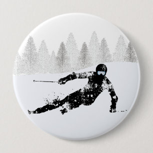 Badge Rond 10 Cm Pro Skier, Ski Snowboard