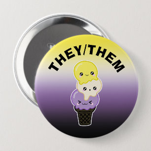 Badge Rond 10 Cm Prononononounes personnalisés - LGBTQ+ Crème glacé