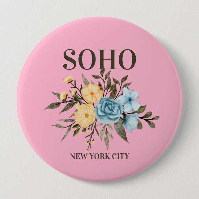 Badge Rond 10 Cm Quartier SOHO, New York (Devant)