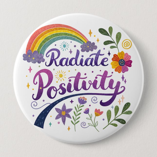 Badge Rond 10 Cm "Radiate Postivity" Button (Devant)