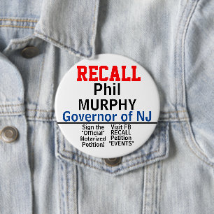 Badge Rond 10 Cm Rappeler le Gouverneur NJ Murphy (Modifier pour n'