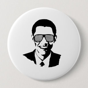BADGE ROND 10 CM RAYURES DE LUNETTES DE SOLEIL DE BARACK OBAMA -