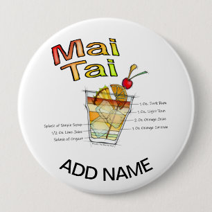 BADGE ROND 10 CM RECETTE DE COCKTAIL MAI TAI ART
