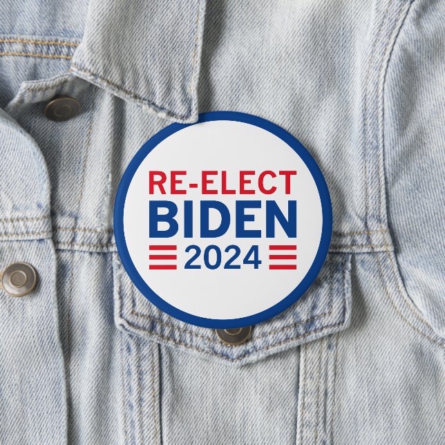 Badge Rond 10 Cm Réélire Biden 2024 (En situation)
