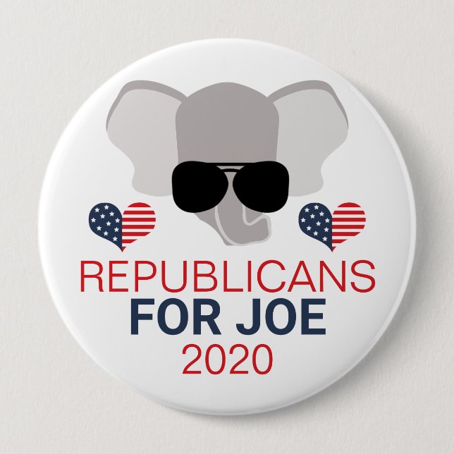 Badge Rond 10 Cm Républicains pour Joe 2020 Elephant (Devant)