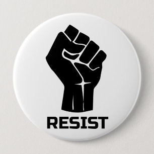 Badge Rond 10 Cm Résiste avec poing - en noir