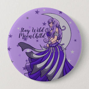 Badge Rond 10 Cm Restez Wild Moon Child Classic
