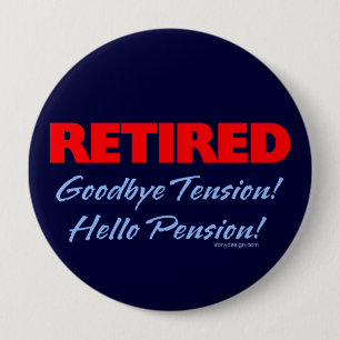 Badge Rond 10 Cm Retiré au revoir (bleu-foncé)