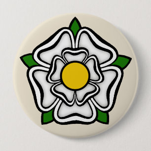Badge Rond 10 Cm Rose blanche de York, Angleterre Emblème de Pource