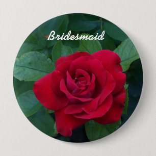 Badge Rond 10 Cm Rose rouge de près