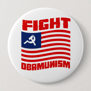 Badge Rond 10 Cm Rouge d'Obamunism de combat