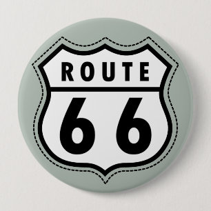 Badge Rond 10 Cm Route 66 Gris cendré