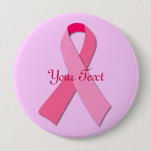 Badge Rond 10 Cm Ruban rose avec texte personnalisé