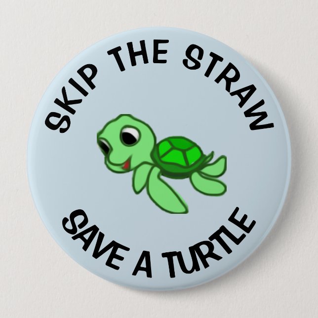 Badge Rond 10 Cm Sauvez un bouton de tortue (Devant)
