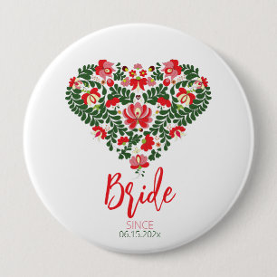Badge Rond 10 Cm Script personnalisé hongrois Matyo Abstrait folklo