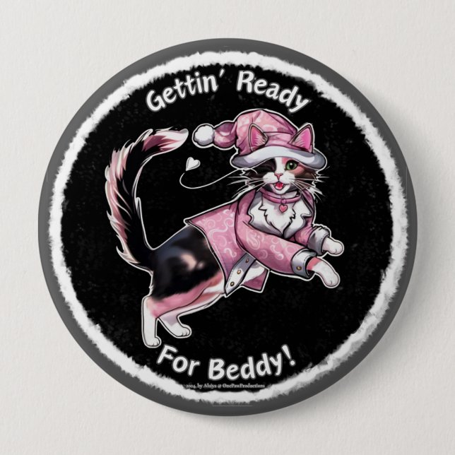 Badge Rond 10 Cm Se préparer pour l'épingle de lit (Devant)