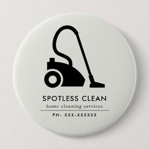 BADGE ROND 10 CM SERVICE DE NETTOYAGE SIMPLE EN VACUUM BLANC NOIR