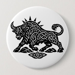 Badge Rond 10 Cm Sigil du Taureau — Tatouage Zodiaque Enraciné