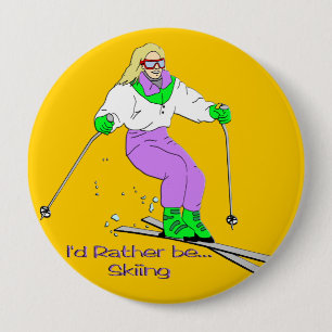 Badge Rond 10 Cm Skieur féminin