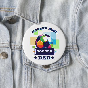 Badge Rond 10 Cm Soccer papa texte coloré fête des pères sports