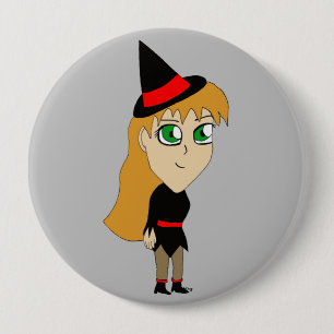 Badge Rond 10 Cm sorcière chibi