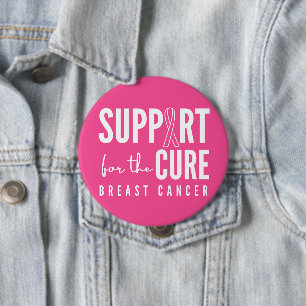 Badge Rond 10 Cm soutien du cancer du sein cure rose Boutons
