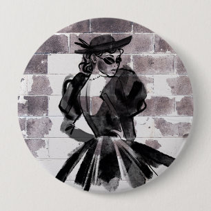 Badge Rond 10 Cm "Street Muse - La mode au mur"