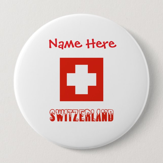 Badge Rond 10 Cm Suisse Drapeau Suisse Rouge Personnalisation  (Devant)