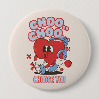 Badge Rond 10 Cm Super coeur rouge chantant Valentines